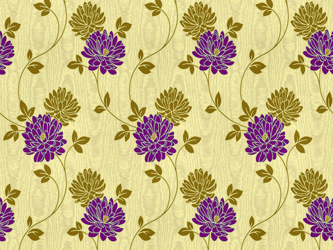 Seamless Purple European Pastoral Style Floral Pattern Wallpaper Wall Cloth Wall Cloth