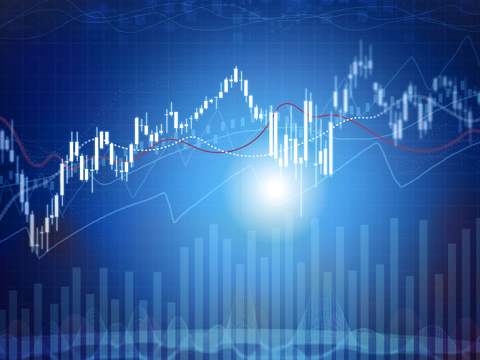 Blue science and technology financial curve table background material