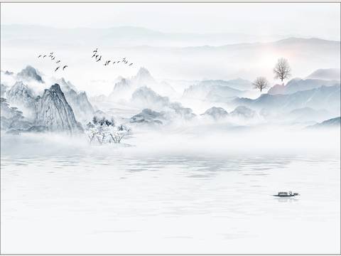 New Chinese style landscape mural