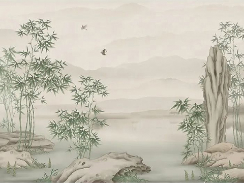 New Chinese Style Flower and Bird Mural