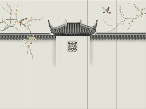 Chinese architectural wallpaper