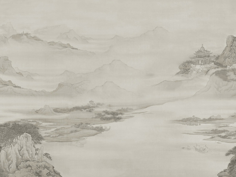 New Chinese style landscape mural