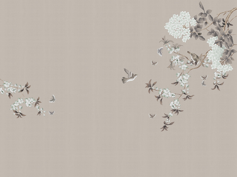 New Chinese flower and bird wallpaper