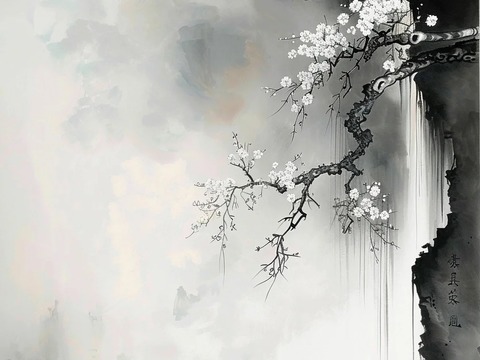 Ink Peach Blossom Decorative Painting