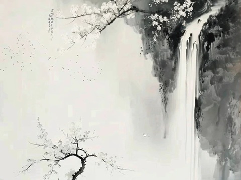 Ink Peach Blossom Decorative Painting