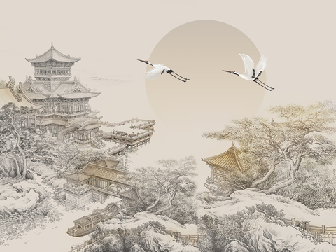 New Chinese Landscape Wallpaper