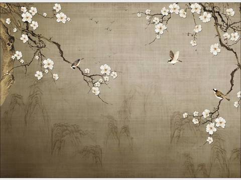 New Chinese flower and bird wallpaper