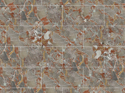 Seamless Modern Red Marble Stone Geometric Splicing Parquet Pattern Tile Floor Tile Wall Tile