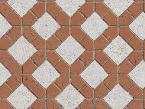 Seamless Pottery Tile Geometric Patchwork Floor Tile Sidewalk Road Ground Square Paving