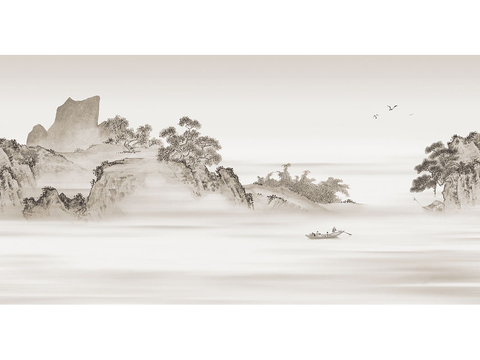 Chinese ink landscape artistic conception painting