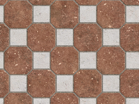 Seamless Pottery Tile Geometric Patchwork Floor Tile Sidewalk Road Ground Square Paving