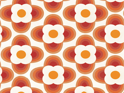 Seamless modern children's room orange flower print texture pattern wallpaper wall covering wall covering