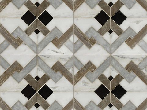 Seamless Modern White Marble Stone Geometric Splicing Parquet Pattern Tile Floor Tile Wall Tile