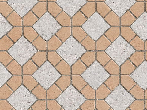 Seamless Pottery Tile Geometric Patchwork Floor Tile Sidewalk Road Ground Square Paving