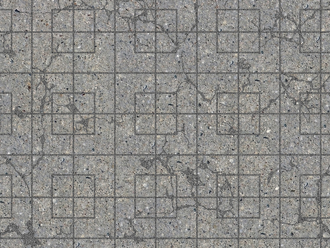 Seamless damaged cement parquet floor tile pavement road ground square paving