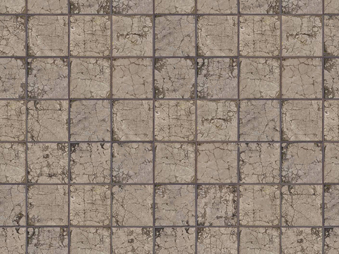 Seamless damaged cement parquet floor tile pavement road ground square paving