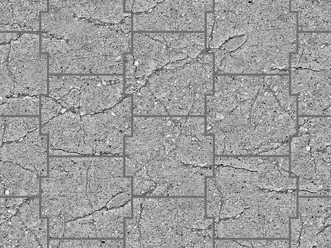 Seamless light gray damaged cement parquet floor tile pavement road ground square paving