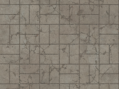 Seamless damaged cement parquet floor tile pavement road ground square paving