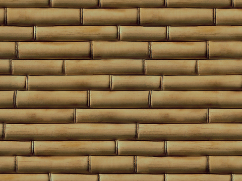 Seamless yellow distressed bamboo pole bamboo fence