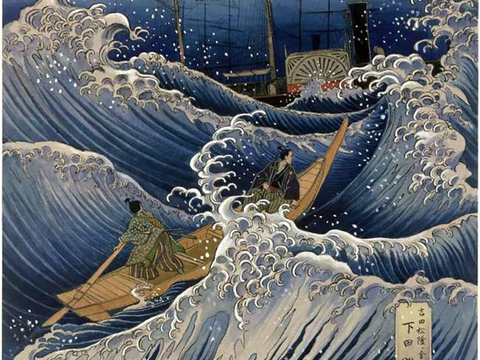 Japanese wave decorative painting