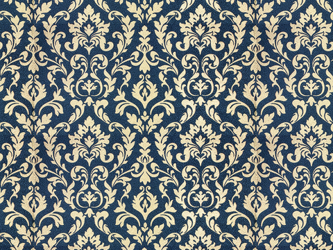 Seamless Blue European French Classical Pattern Wallpaper Wall Cloth Wall Cloth