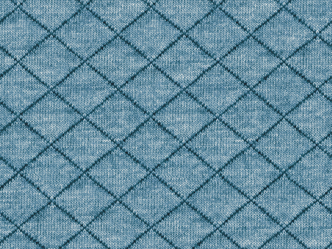 Seamless blue geometric diamond plaid pattern knitted cloth fabric