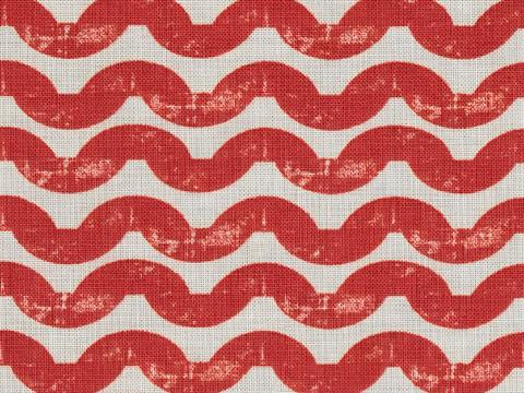 Red striped linen fabric