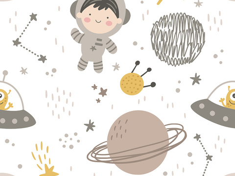 Seamless Children Cartoon Cosmic Star Wallpaper