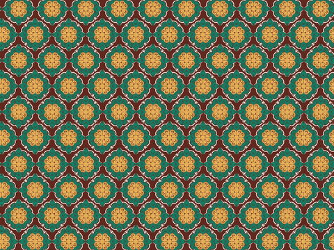 Green tile Chinese pattern wallpaper