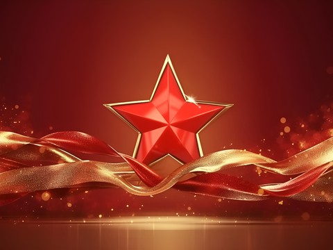 Golden five-pointed star screen background material