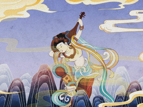 New Chinese style Dunhuang style mural