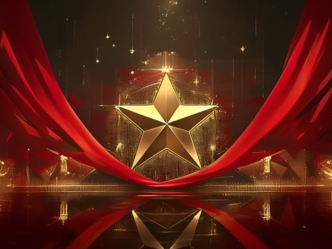 Golden five-pointed star screen background material