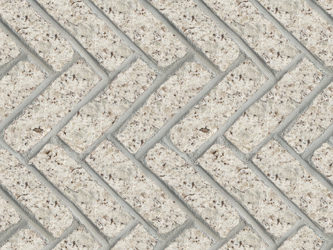 Seamless creamy-white granite herringbone stone mosaic floor tile sidewalk road ground square paving