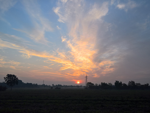 Sunrise sunset cloudy sky landscape landscape