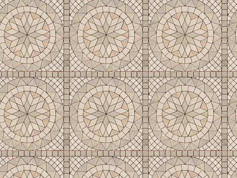 Seamless beige stone mosaic mosaic floor tile sidewalk road ground square paving