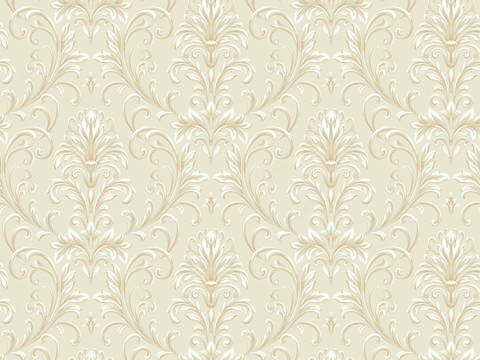 Seamless creamy-white European French classical pattern wallpaper wall covering wall covering