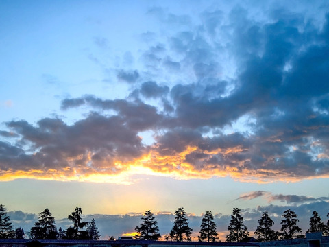 Sunrise sunset cloudy sky landscape landscape