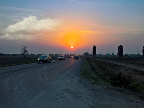 Sunrise sunset cloudy sky landscape landscape