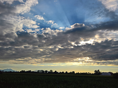 Sunrise sunset cloudy sky landscape landscape