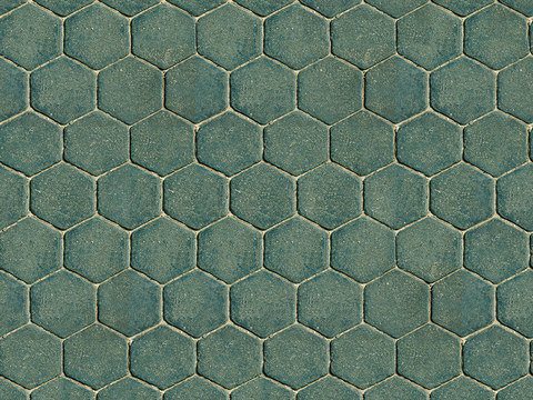 Seamless Green Hexagonal Stone Patchwork Floor Tile Sidewalk Road Ground Square Paving