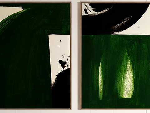 modern green abstract painting