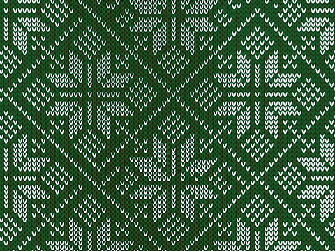 Seamless Green Wool Jacquard Knit Pattern Cloth Fabric