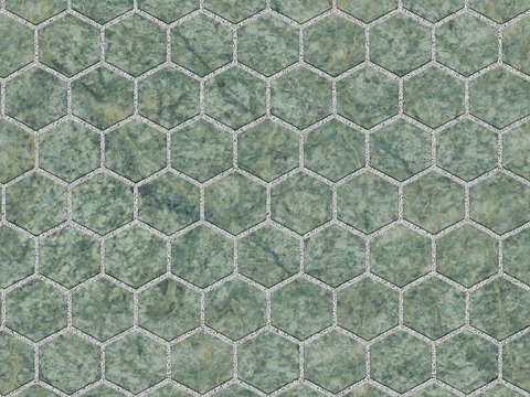 Seamless Green Hexagonal Stone Patchwork Floor Tile Sidewalk Road Ground Square Paving