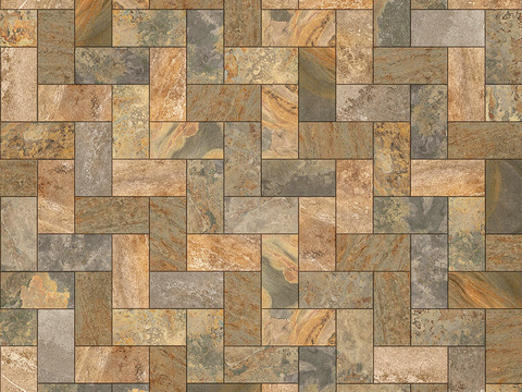 Seamless yellow herringbone mosaic floor tile pavement road ground square paving