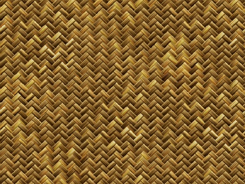 Seamless yellow straw rattan bamboo woven mat