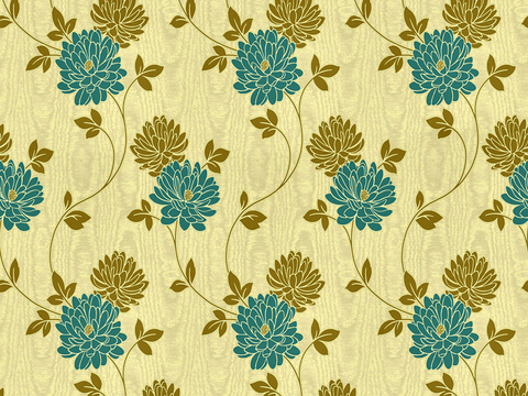 Seamless Yellow European Pastoral Style Floral Pattern Wallpaper Wall Cloth