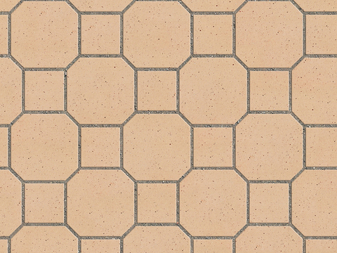 Seamless Yellow Pottery Tile Geometric Patchwork Floor Tile Sidewalk Road Ground Square Paving