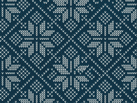 Seamless Blue Wool Jacquard Knit Pattern Cloth Fabric