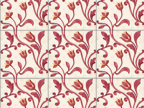 Seamless Retro Pastoral Style Marble Stone Floral Patchwork Pattern Tiles Small Tiles Antique Tiles Floor Tiles Wall Tiles