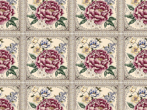 Seamless Retro Pastoral Style Marble Stone Floral Patchwork Pattern Tiles Small Tiles Antique Tiles Floor Tiles Wall Tiles